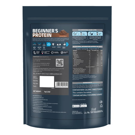 Muscleblaze Beginner's Whey Protein Powder (Chocolate | 1Kg) | 12G Protein Per Scoop