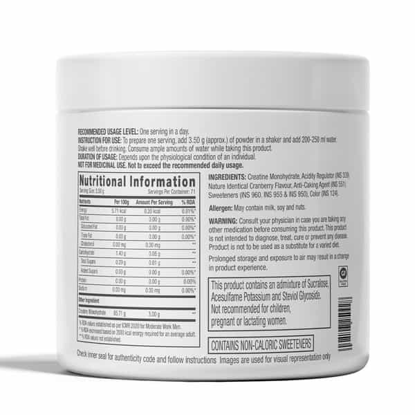 Gnc Pro Performance Creatine Monohydrate | 250Gm | 83 Servings | Athletic Performance | Cranberry