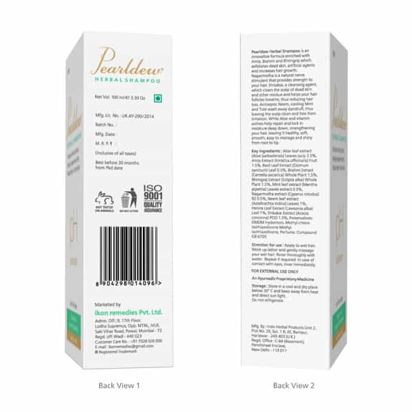 Pearldew Herbal Shampoo 100 Ml | Reduces Hair Fall | Dandruff & Tangled Hair (Pack Of 4)