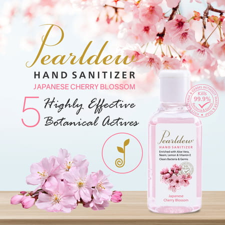 Pearldew Sanitizer (Cherry Blossom) | Aloe & Neem | Paraben Free | 60ml (Pack Of 12)