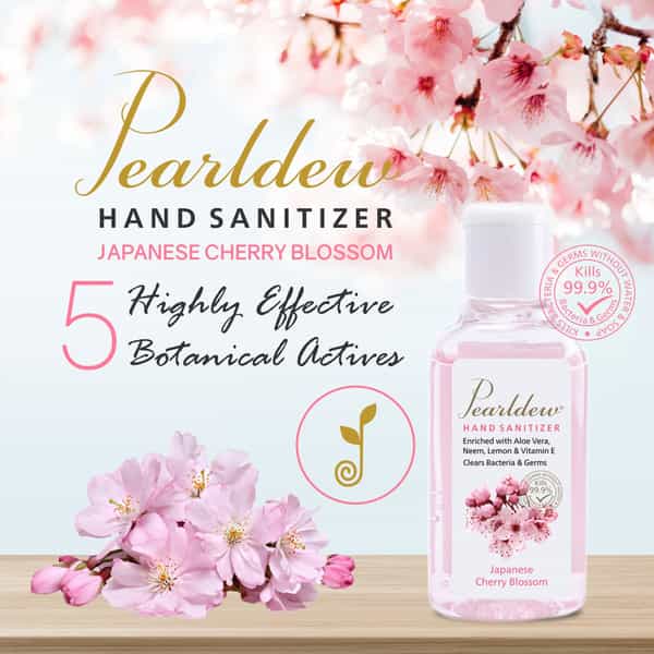 Pearldew Sanitizer (Cherry Blossom) | Aloe & Neem | Paraben Free | 60Ml (Pack Of 12)