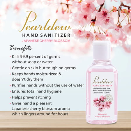Pearldew Sanitizer (Cherry Blossom) | Aloe & Neem | Paraben Free | 60ml (Pack Of 12)