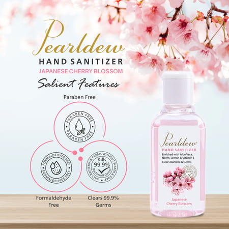 Pearldew Sanitizer (Cherry Blossom) | Aloe & Neem | Paraben Free | 60ml (Pack Of 12)