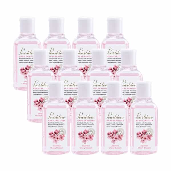Pearldew Sanitizer (Cherry Blossom) | Aloe & Neem | Paraben Free | 60Ml (Pack Of 12)