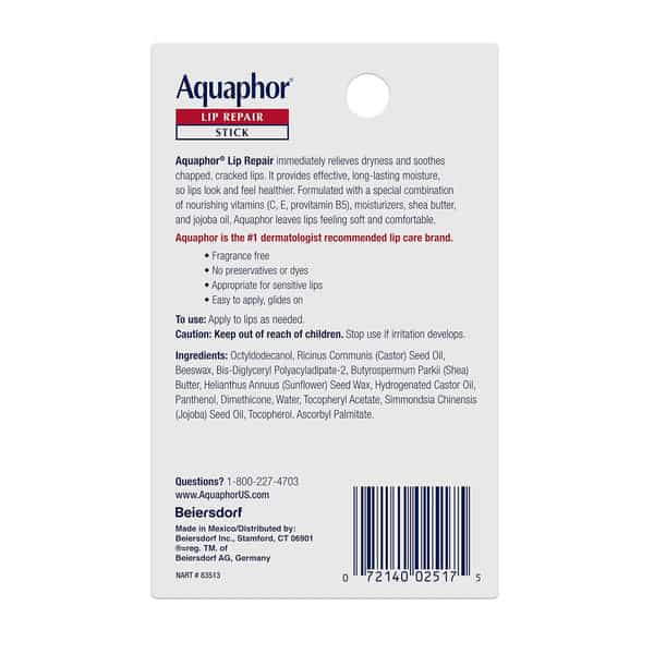 Aquaphor Lip Repair Stick | Soothes Dry Chapped Lips - 4.8G (Pack Of 2)