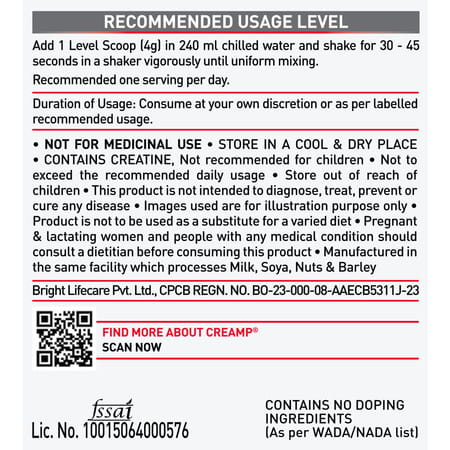 Muscleblaze Creatine Monohydrate Creamp With Creabsorb (Citrus Blast | 120g | 30 Servings)