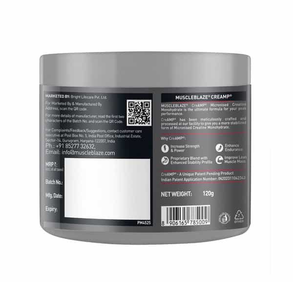 Muscleblaze Creatine Monohydrate Creamp With Creabsorb (Citrus Blast | 120G | 30 Servings)