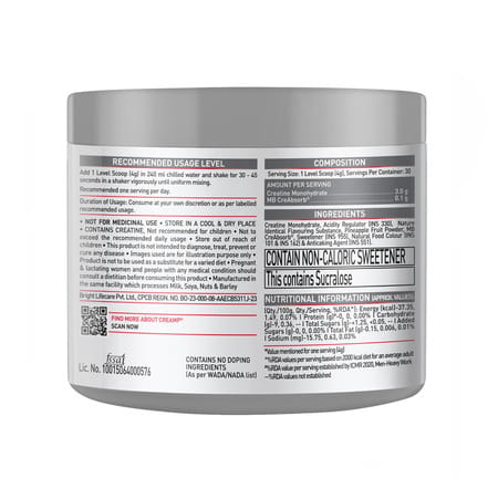 Muscleblaze Creatine Monohydrate Creamp With Creabsorb (Citrus Blast | 120G | 30 Servings)