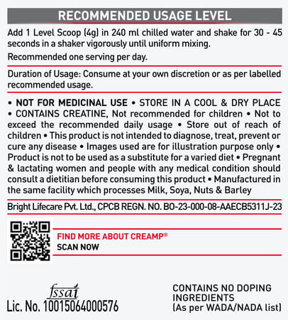 Muscleblaze Creatine Monohydrate Creamp With Creabsorb (Citrus Blast | 120G | 30 Servings)