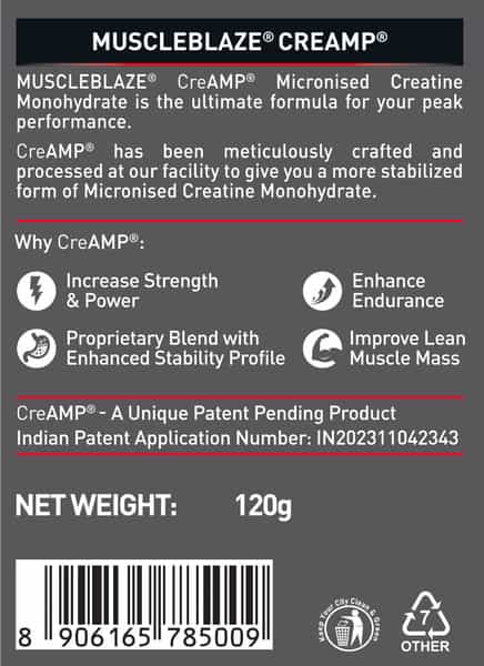 Muscleblaze Creatine Monohydrate Creamp With Creabsorb (Citrus Blast | 120G | 30 Servings)