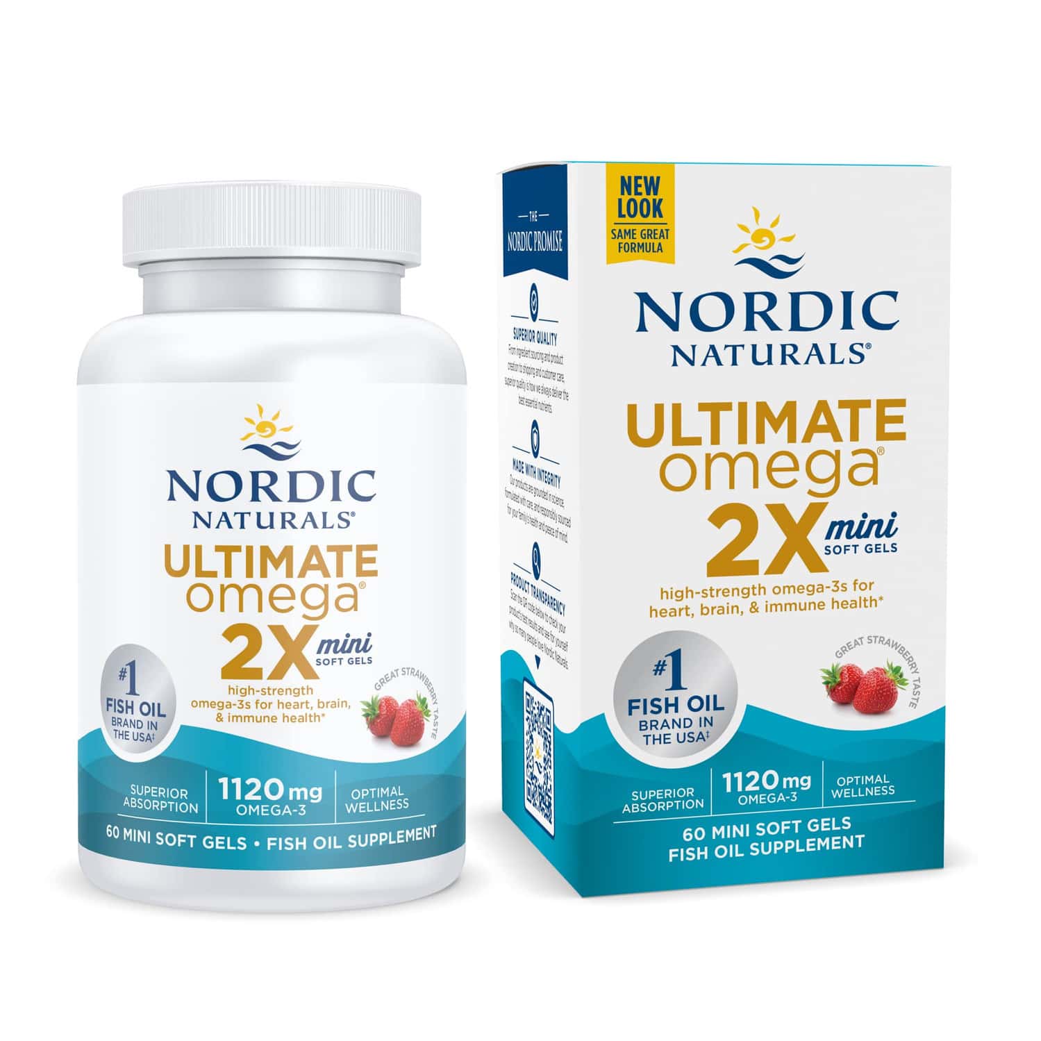 Nordic Naturals Ultimate Omega 2x Mini 1120 Mg Omega 3 Fish Oil + Epa & Dha 60 Mini Softgels
