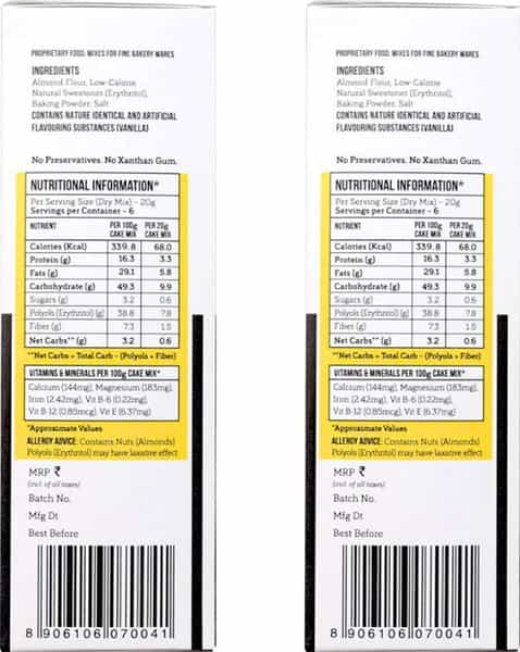 Serapheena Keto Cake Mix With Almond Flour Sugar Free Diabetic Friendly 120G(Pack Of 2) (Vanilla)