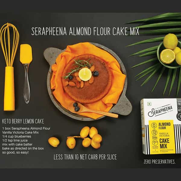 Serapheena Keto Cake Mix With Almond Flour Sugar Free Diabetic Friendly 120G(Pack Of 2) (Vanilla)