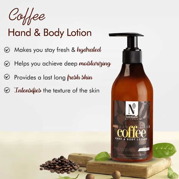 Nutriglow Natural's Coffee Hand & Body Lotion For Skin Smoothening & Skin Purifying 300Ml(Pack 2)