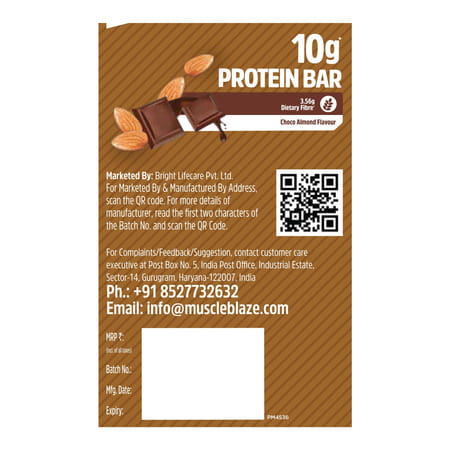 Muscleblaze 10G Protein Bar (Choco Almond | Pack Of 6) | Protein Blend