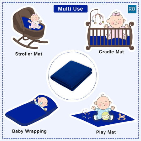 Meemee Microfiber Baby Bed Protecting Mat (royal Blue | Large)