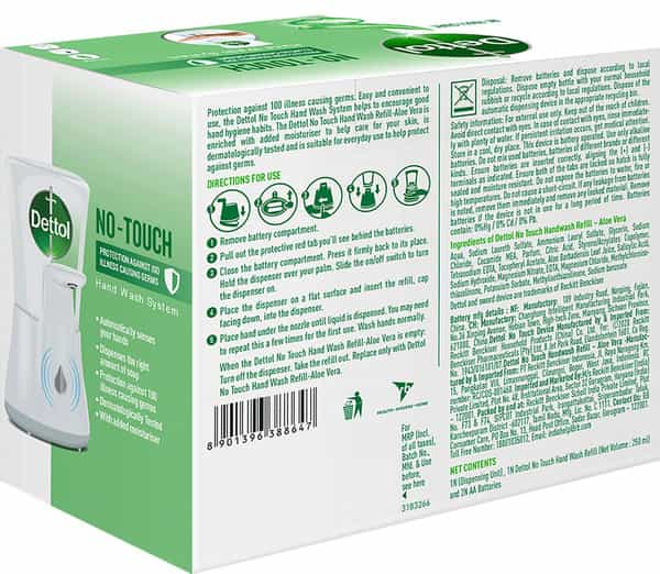 Dettol Handwash No-Touch Automatic Soap Dispenser Device With Aloe Vera Refill 250Ml