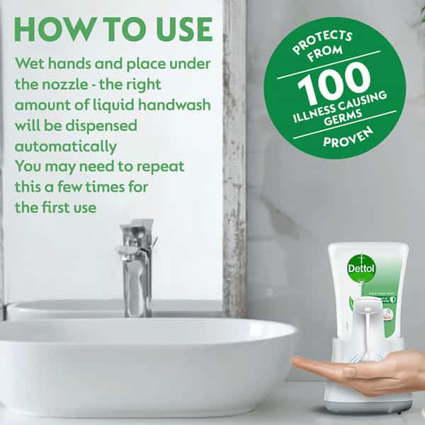 Dettol Handwash No-Touch Automatic Soap Dispenser Device With Aloe Vera Refill 250Ml