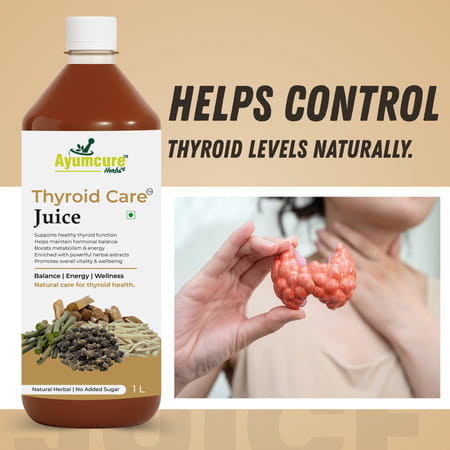 Ayumcure Thyroid Care Juice | Herbal Support With Ashwagandha Guggul Licorice & Punarnava | 1ltr