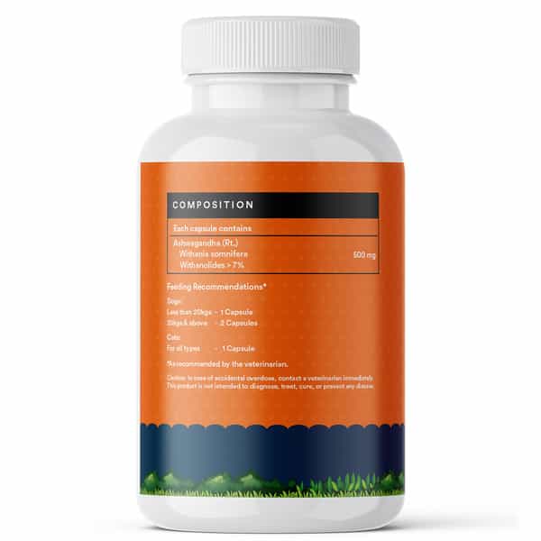 Inlife Ashwagandha For Dogs (Withania Somnifera) Supplement 500Mg - 60 Vegetarian Capsules