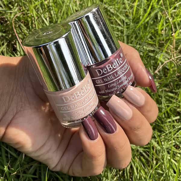 Debelle Gel Nail Polish Gift Set Of 2 Plum Toffe | Peony Blossom- 16 Ml(8 Ml Each)