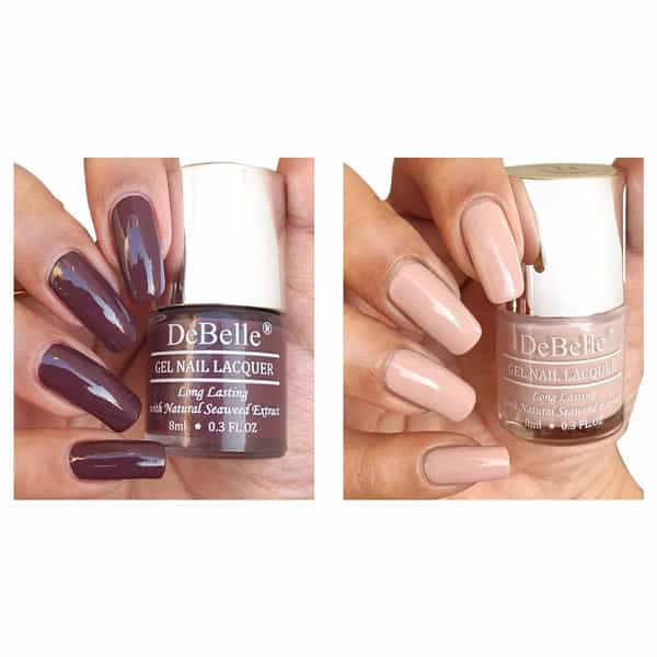 Debelle Gel Nail Polish Gift Set Of 2 Plum Toffe | Peony Blossom- 16 Ml(8 Ml Each)