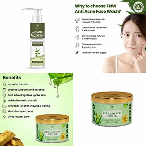 Tnw The Natural Wash Combo (Anti Acne Face Wash 100Ml + Aloe Vera Gold Gel 100Ml)