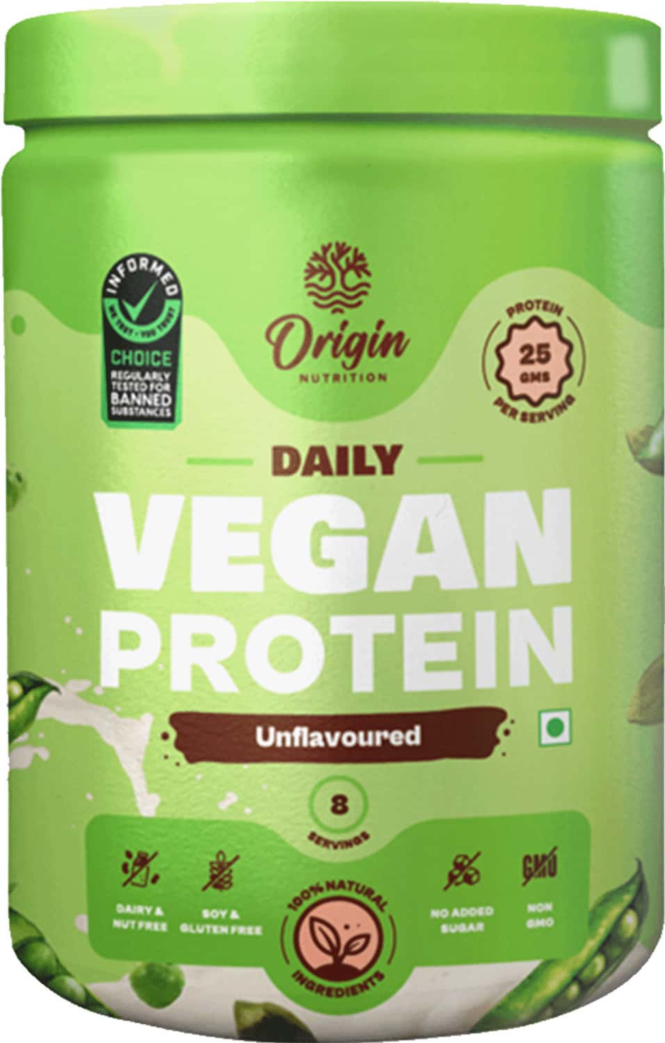 Origin Nutrition 100% Natural Vegan Plant Protein Powder Unflavoured With 25g Plant Protein 250g