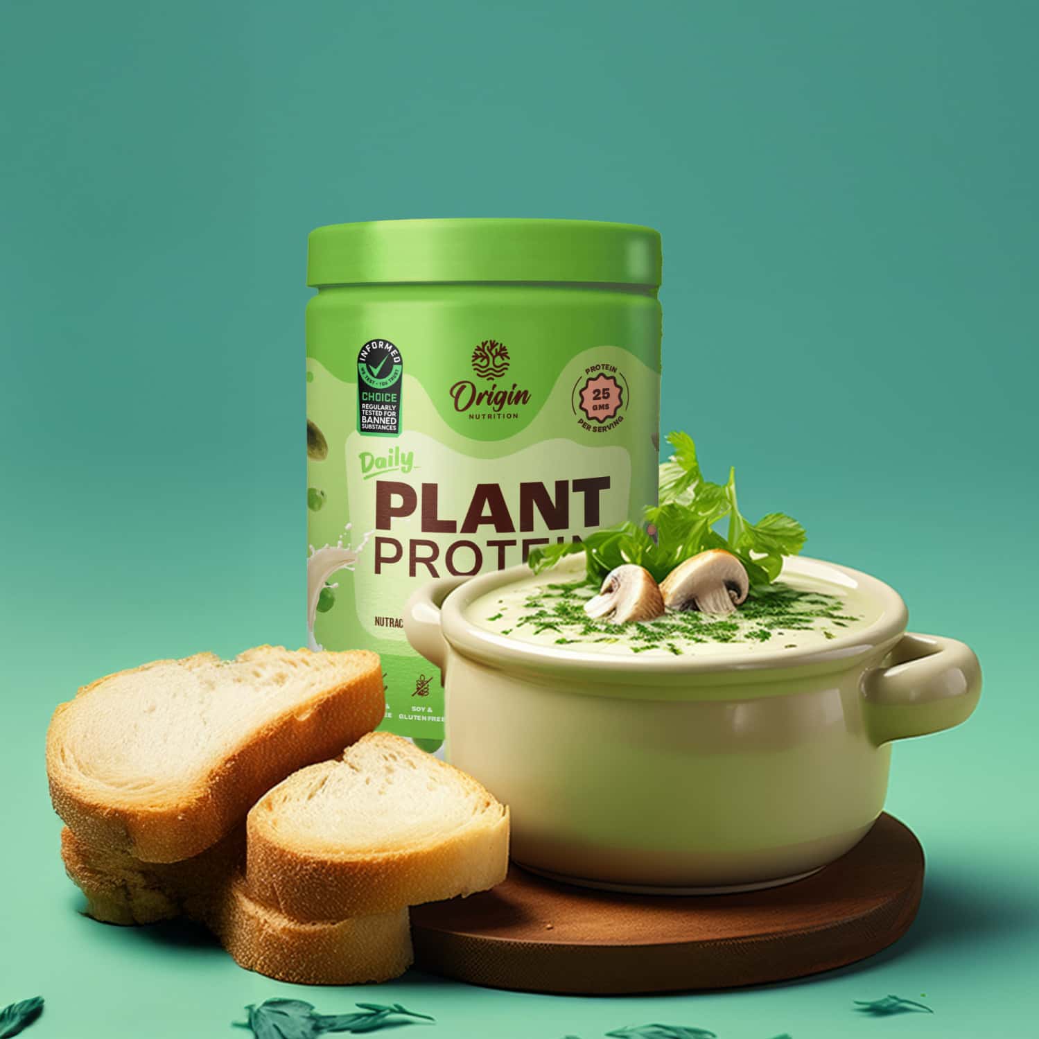 Origin Nutrition 100% Natural Vegan Plant Protein Powder Unflavoured With 25g Plant Protein 250g