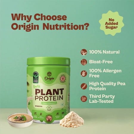 Origin Nutrition 100% Natural Vegan Plant Protein Powder Unflavoured With 25g Plant Protein 250g
