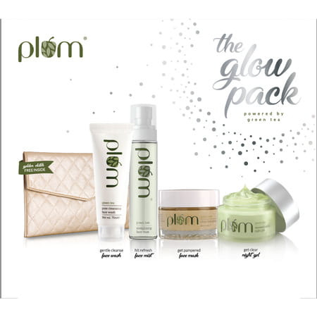 Plum Green Tea Glow Pack Gift Set : Face Wash, Face Mask, Night Cream, & Face Mist | For Oily Skin