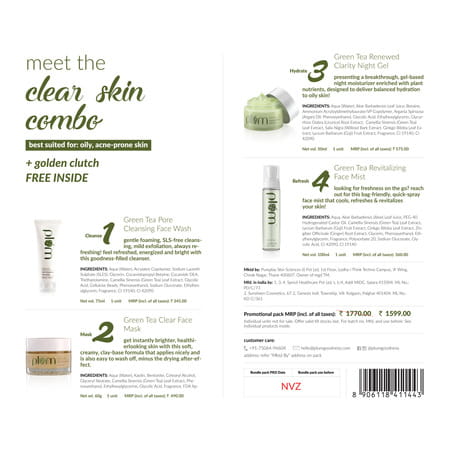 Plum Green Tea Glow Pack Gift Set : Face Wash, Face Mask, Night Cream, & Face Mist | For Oily Skin