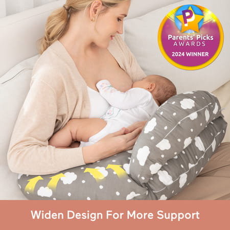 Momcozy Maternity Accessory Adjustable Nursing Pillow - Grey & White