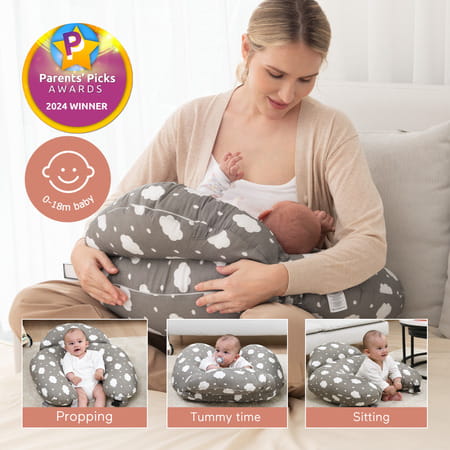 Momcozy Maternity Accessory Adjustable Nursing Pillow - Grey & White