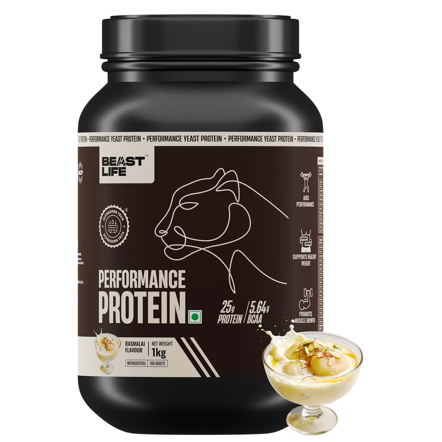 Beastlife Performance Yeast Protein | 25g Protein | Malai Kulfi | Easy Digest | 1 Kg