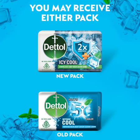 Dettol Icy Cool 2x Menthol Soap 75gm*4 300gm (pack Of 4) With 200ml Harpic Worth 45rs Free