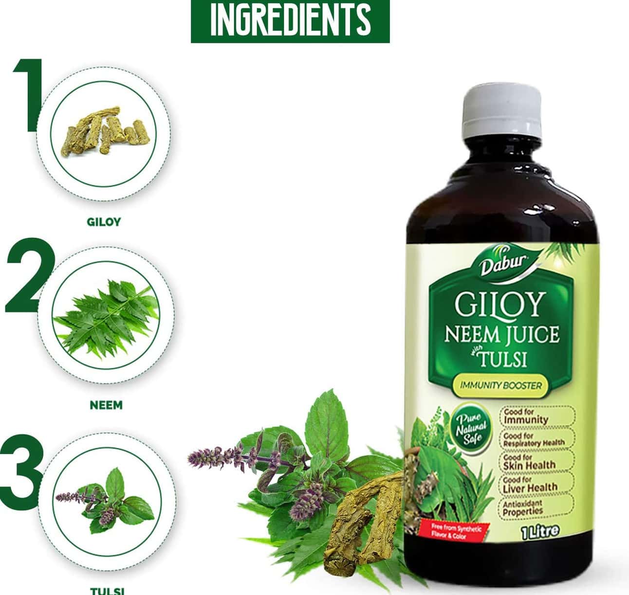 Buy DABUR GILOY NEEM JUICE WITH TULSI 1 LITRE Online & Get Upto 60