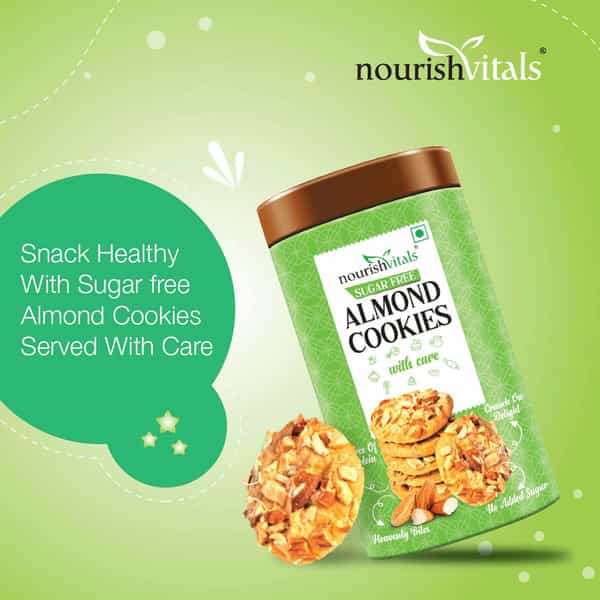 Nourishvitals Pista Cranberry Cookies + Almond Sugar Free Cookies Genius Snack 120G Each