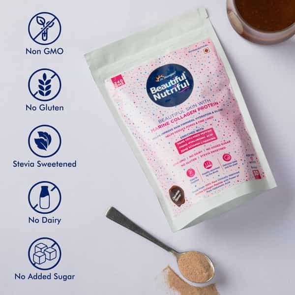 Dr. Morepen Marine Collagen Peptide | Chocolate | Pouch | Powder | 240 Gm