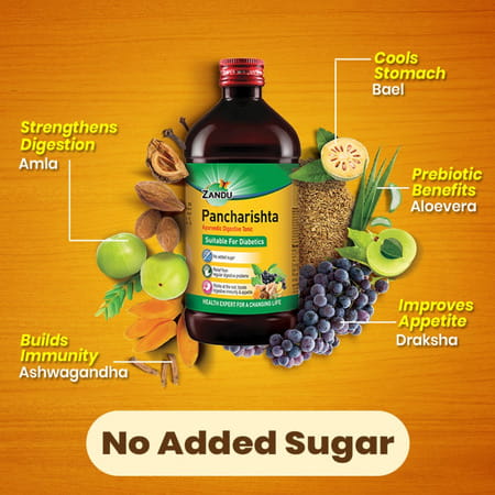 Zandu Pancharishta Ayurvedic Digestive Tonic | Suitable For Diabetics | 450ml