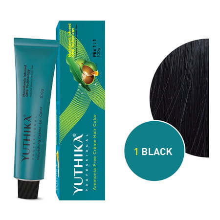Yuthika Professional Creme Hair Color 1.0 Black 100g | Permanent Professional Hair Colour | Unisex