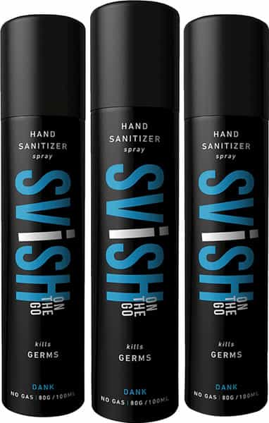 Svish On The Go Dank Hand Sanitizer Spray (100 Ml) | 70% Alcohol | No Gas Pack Of 3