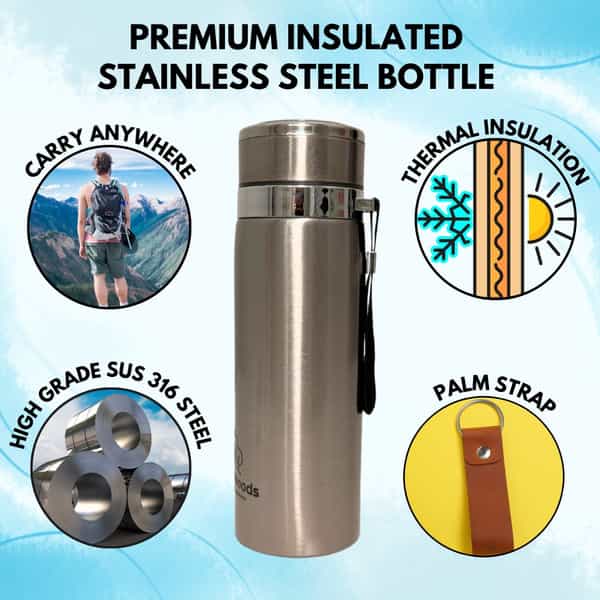 Outer Woods Insulin Cooler Bottle Case With 8 Mini Ice Gel Packs | 20+ Hrs Cooling | Medium - Silver