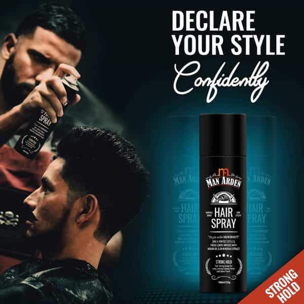 Man Arden Hair Spray - Strong Hold Styling With Nourishment - Argan Oil And Bhringraj 180 Ml