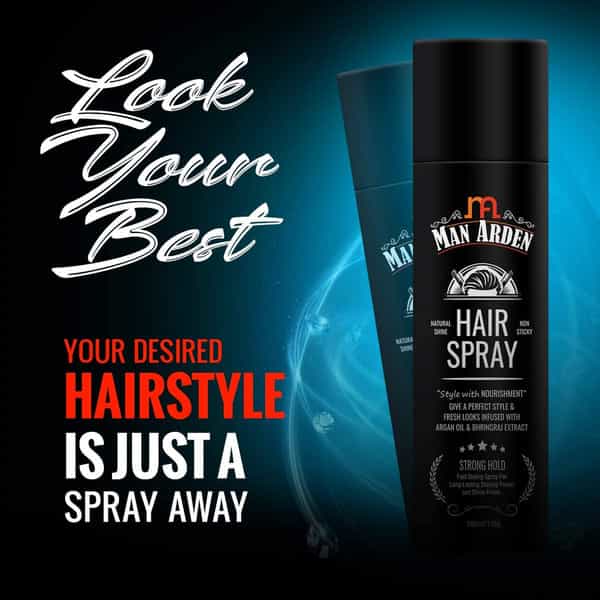 Man Arden Hair Spray - Strong Hold Styling With Nourishment - Argan Oil And Bhringraj 180 Ml