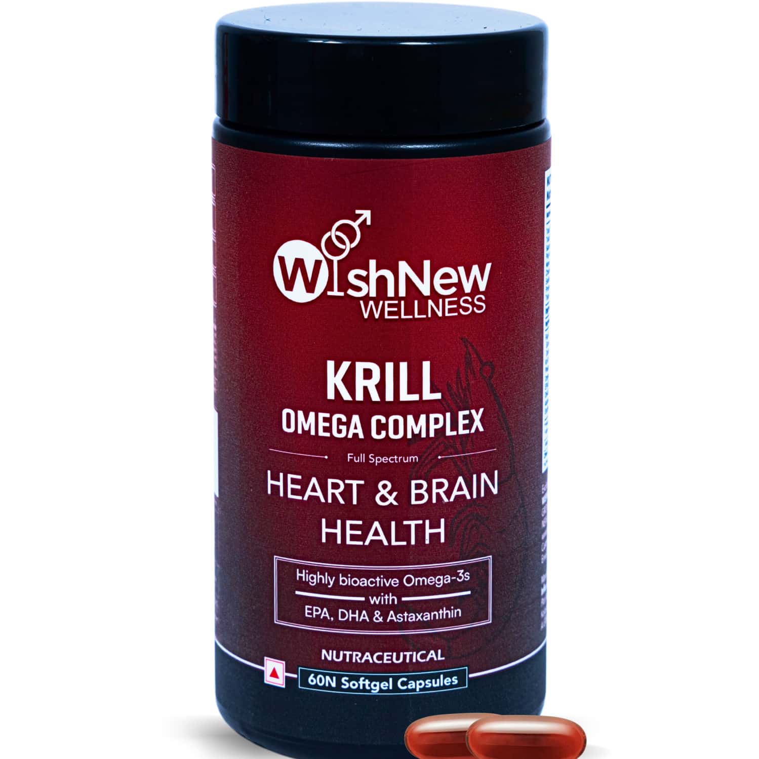 Wishnew Wellness Krill Omega Complex: Optimal Support For Heart And Brain Health | Rich In Omega-3