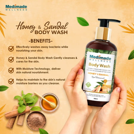 Medimade Honey And Sandal Body Wash - 300 Ml X 2 ( Pack Of 2 )