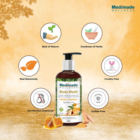 Medimade Honey And Sandal Body Wash - 300 Ml X 2 ( Pack Of 2 )