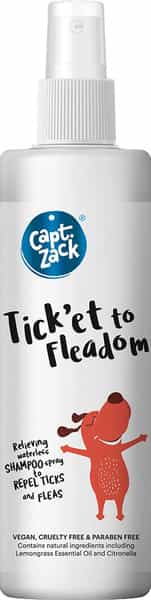 Captain Zack Ticket To Fleadom Waterless Shampoo Spray For Dogs 250 Ml