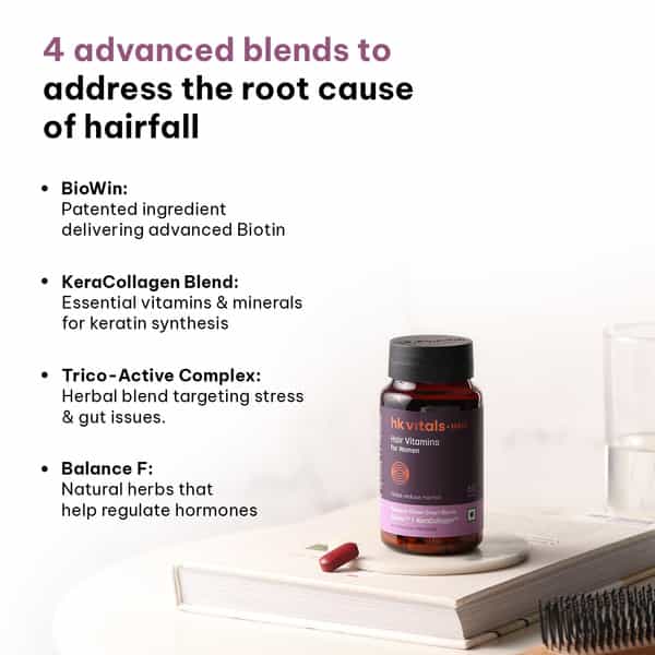 Hk Vitals Hair Vitamins For Women (60 Tablets) With Biowin & Keracollagen